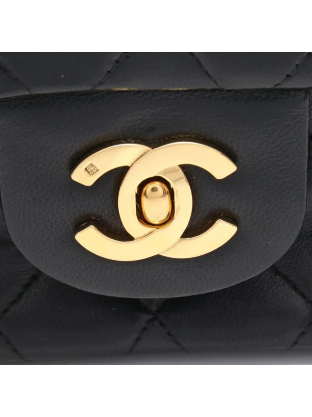 Chanel Shoulder Bag Quilted Double Flap Black Lambskin Chain